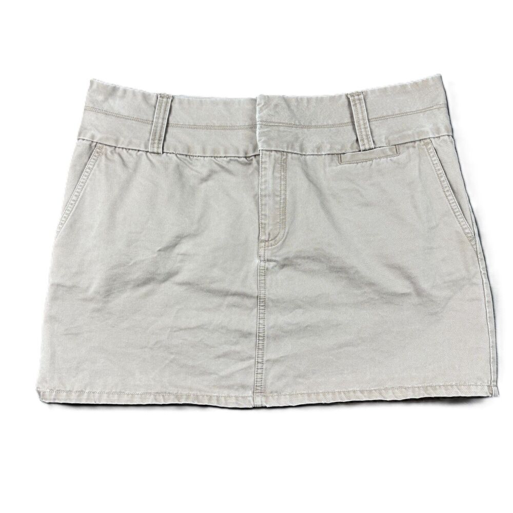 Old Navy Women Skirt Vintage Y2K Preppy Micro Mini Cotton Chino Khaki Sz 10 L144